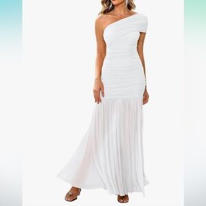 Elegant White One-Shoulder Dress